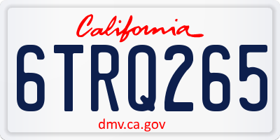 CA license plate 6TRQ265