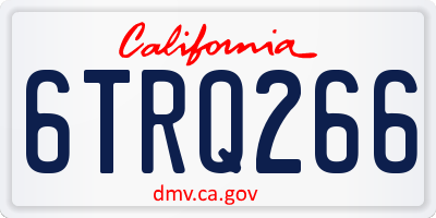 CA license plate 6TRQ266