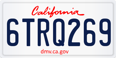 CA license plate 6TRQ269