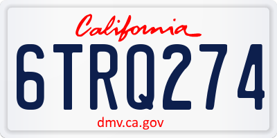 CA license plate 6TRQ274