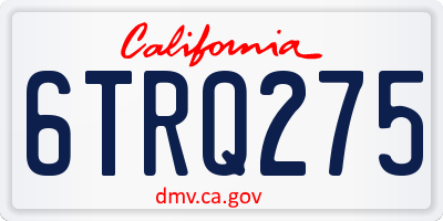 CA license plate 6TRQ275