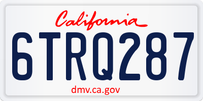 CA license plate 6TRQ287