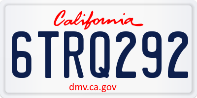 CA license plate 6TRQ292