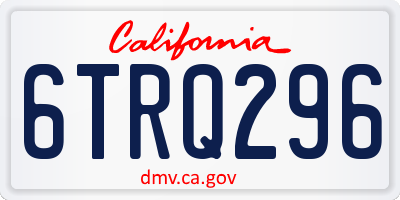 CA license plate 6TRQ296