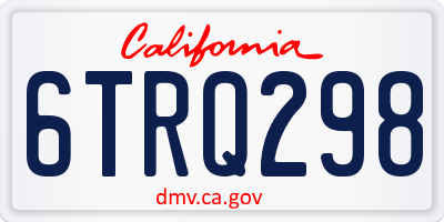 CA license plate 6TRQ298