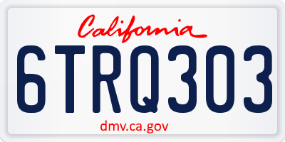 CA license plate 6TRQ303