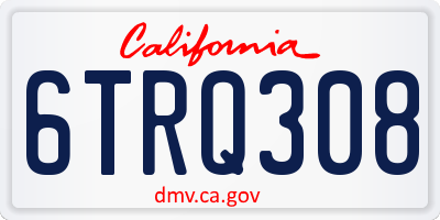 CA license plate 6TRQ308