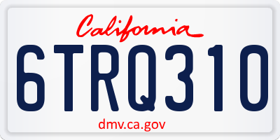 CA license plate 6TRQ310