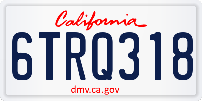 CA license plate 6TRQ318