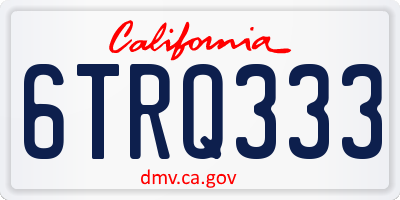 CA license plate 6TRQ333