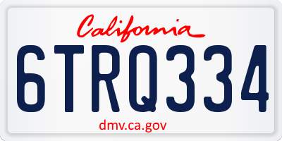 CA license plate 6TRQ334