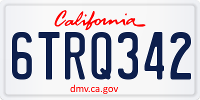 CA license plate 6TRQ342