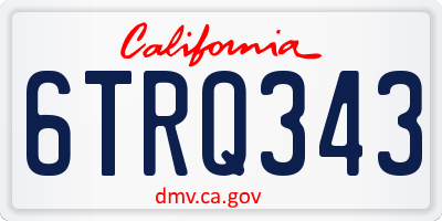 CA license plate 6TRQ343