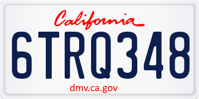 CA license plate 6TRQ348