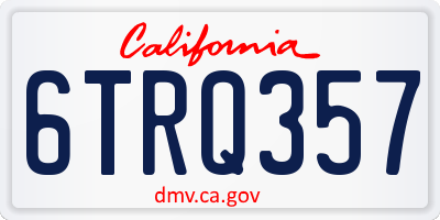 CA license plate 6TRQ357