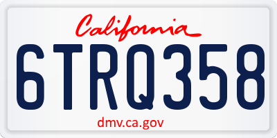 CA license plate 6TRQ358