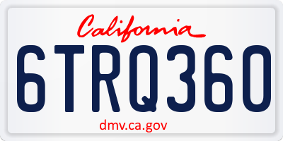 CA license plate 6TRQ360