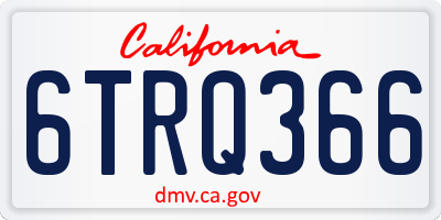 CA license plate 6TRQ366