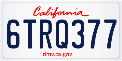 CA license plate 6TRQ377