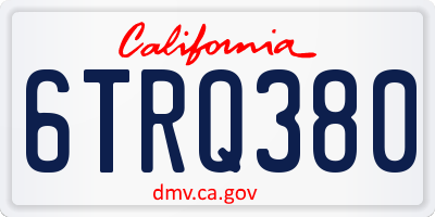 CA license plate 6TRQ380