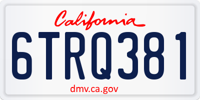 CA license plate 6TRQ381