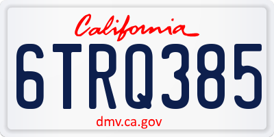 CA license plate 6TRQ385