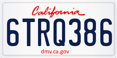 CA license plate 6TRQ386