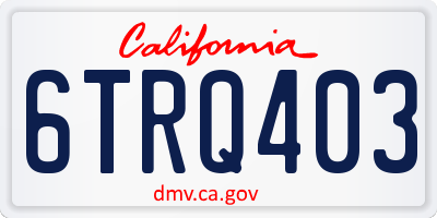 CA license plate 6TRQ403