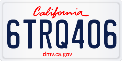CA license plate 6TRQ406