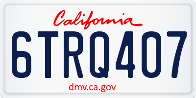 CA license plate 6TRQ407