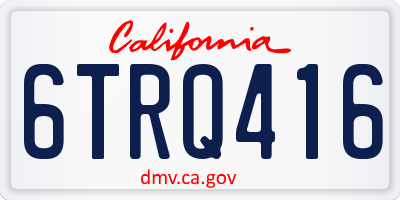 CA license plate 6TRQ416