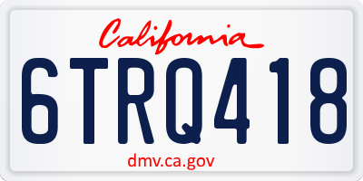 CA license plate 6TRQ418