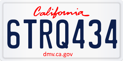 CA license plate 6TRQ434