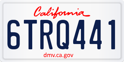 CA license plate 6TRQ441