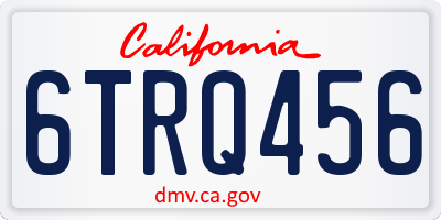 CA license plate 6TRQ456