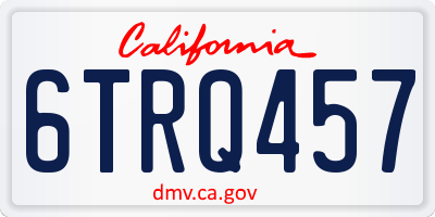 CA license plate 6TRQ457