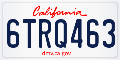 CA license plate 6TRQ463