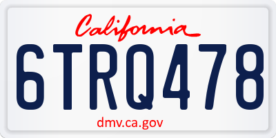 CA license plate 6TRQ478