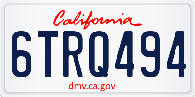 CA license plate 6TRQ494