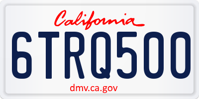 CA license plate 6TRQ500