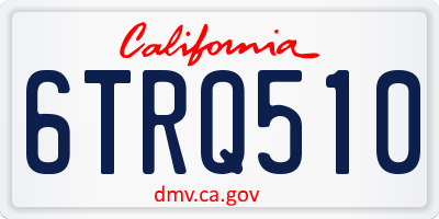 CA license plate 6TRQ510