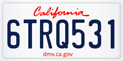 CA license plate 6TRQ531