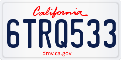 CA license plate 6TRQ533