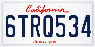 CA license plate 6TRQ534