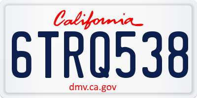 CA license plate 6TRQ538