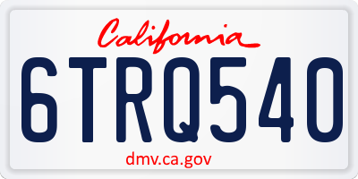 CA license plate 6TRQ540