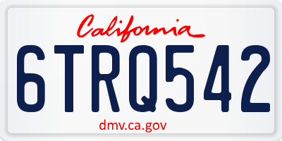 CA license plate 6TRQ542