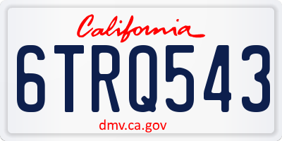 CA license plate 6TRQ543