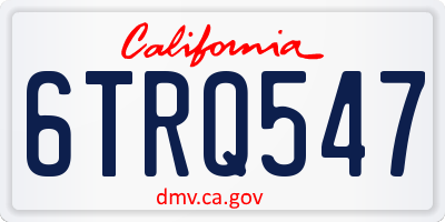 CA license plate 6TRQ547