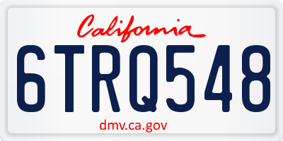 CA license plate 6TRQ548